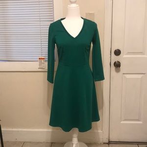 Emerald Dress with A Line Skirt